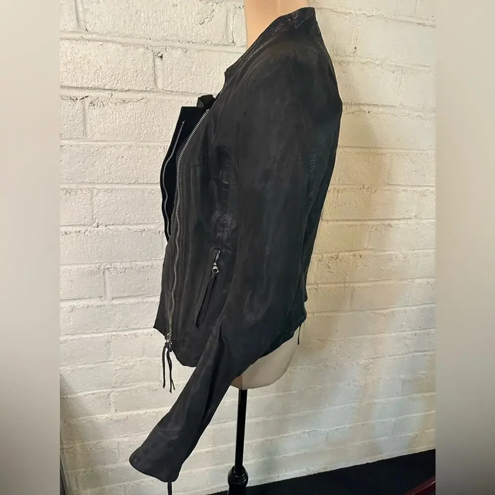 11 By Boris Bidjan Saberi Black Waxed Leather Jacket size XS 90's Grunge Zippers